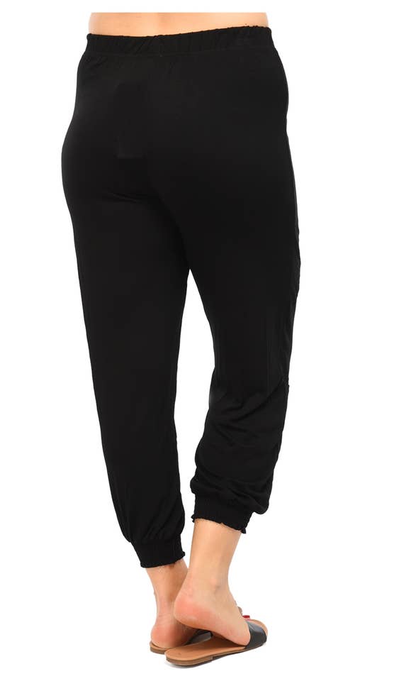 Trousers black lace insert