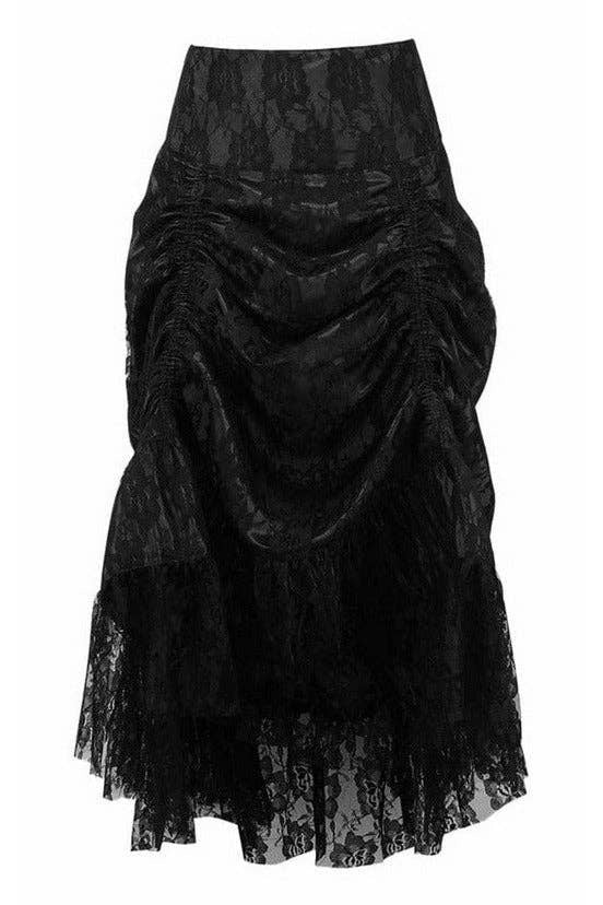 black romantic midi lace overlay skirt