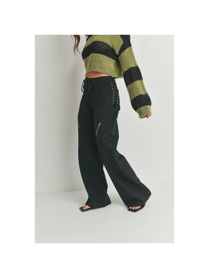 Drawstring wide leg pants