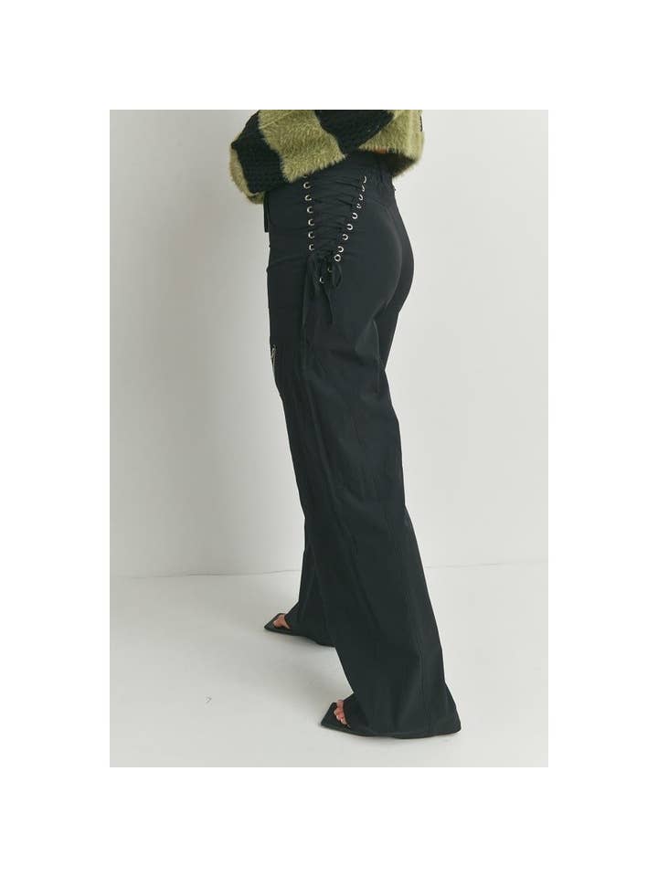 Drawstring wide leg pants