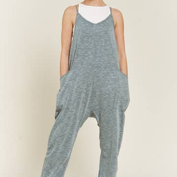 2tone knit halem jumpsuit
