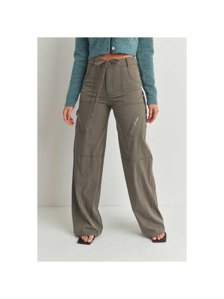 Drawstring wide leg pants
