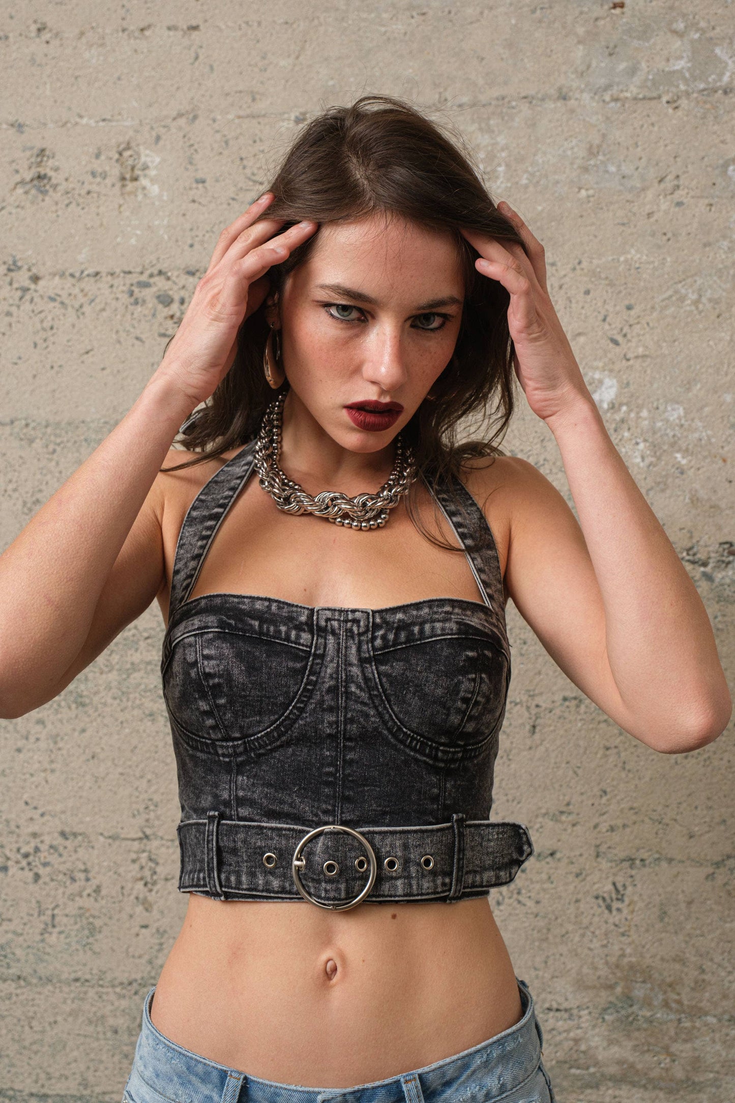Denim halter top