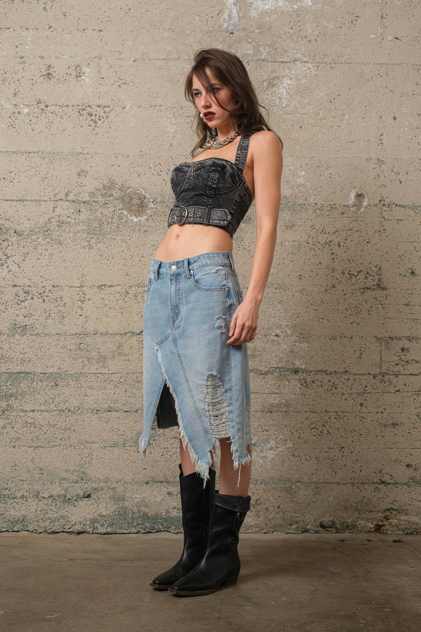 Denim halter top