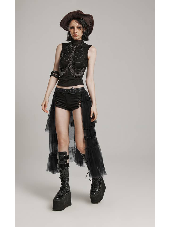 Mesh layered skirt