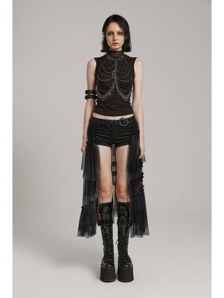 Mesh layered skirt