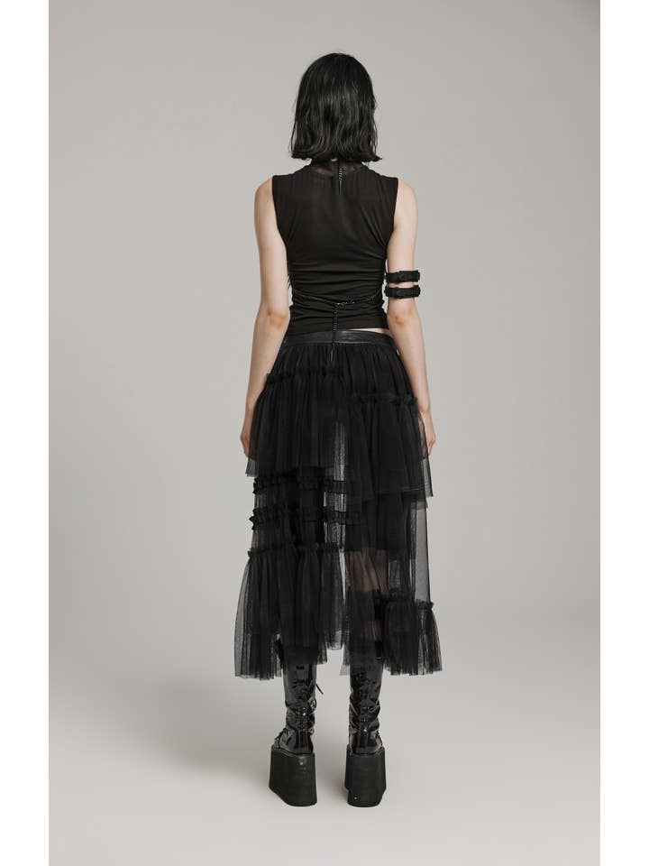 Mesh layered skirt