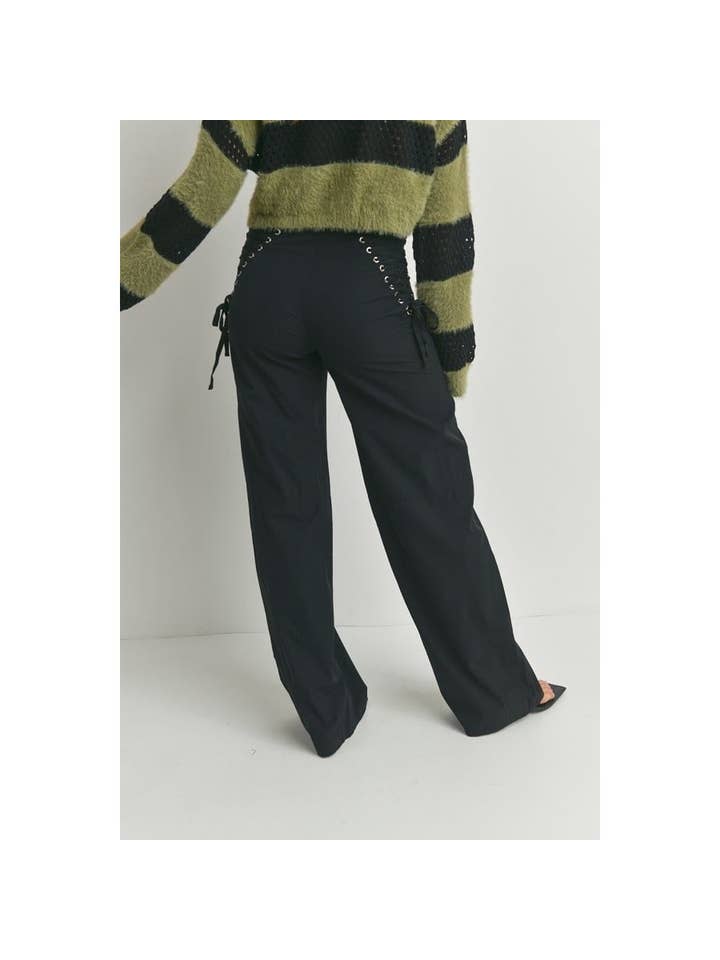 Drawstring wide leg pants