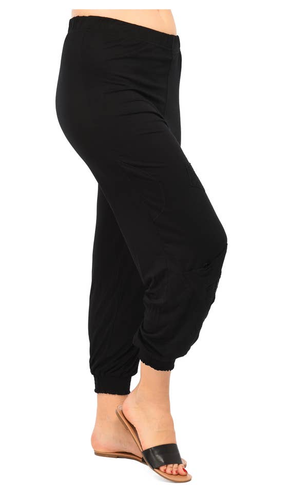 Trousers black lace insert