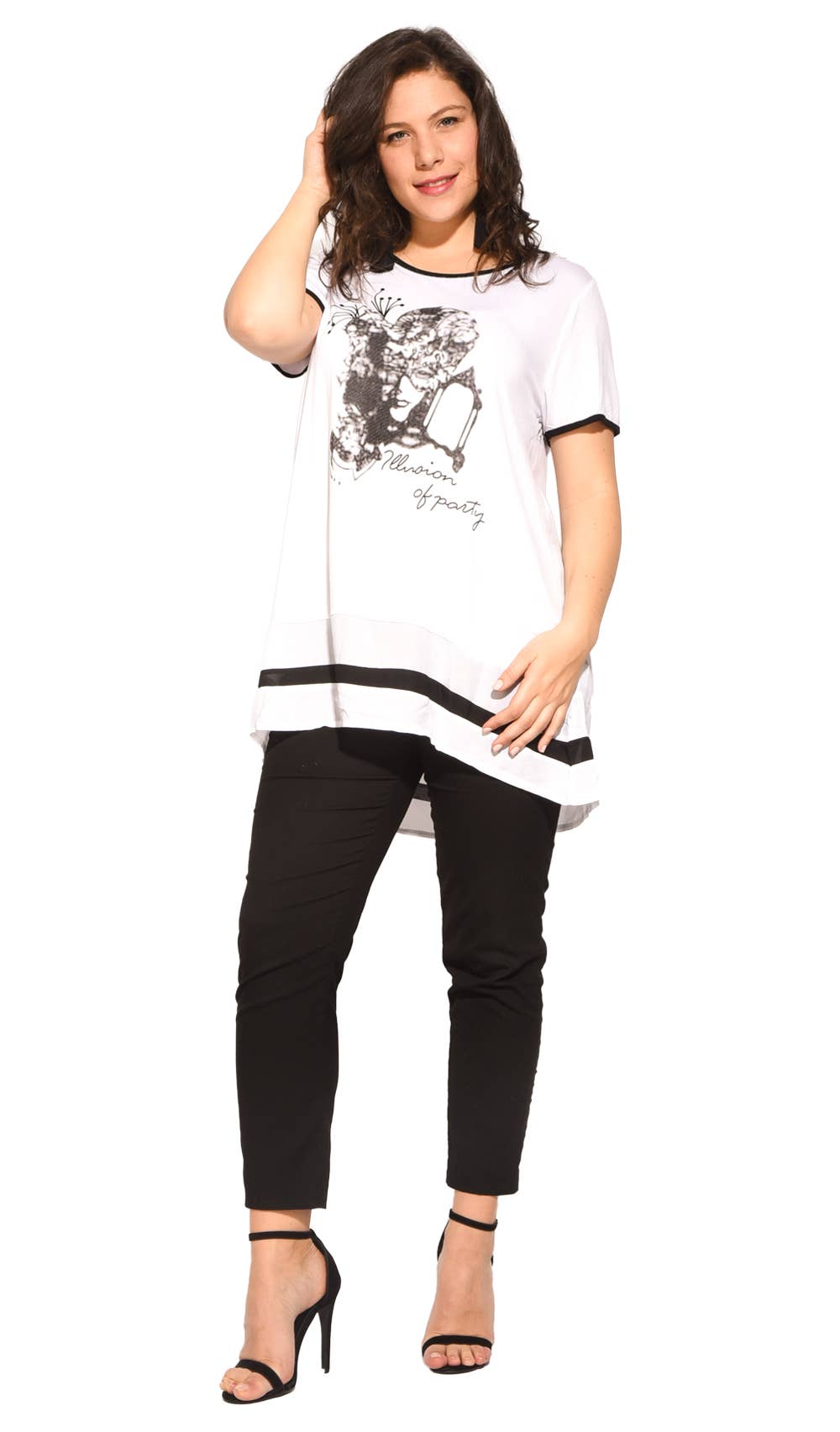 White & black tee