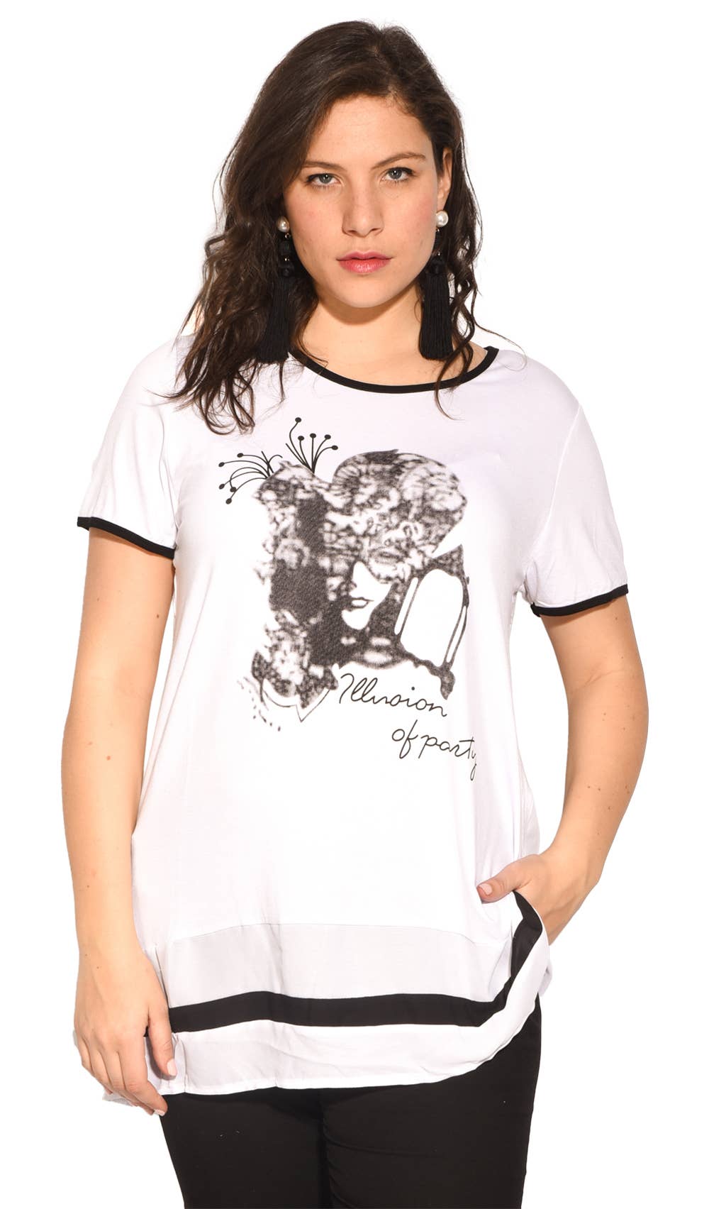 White & black tee
