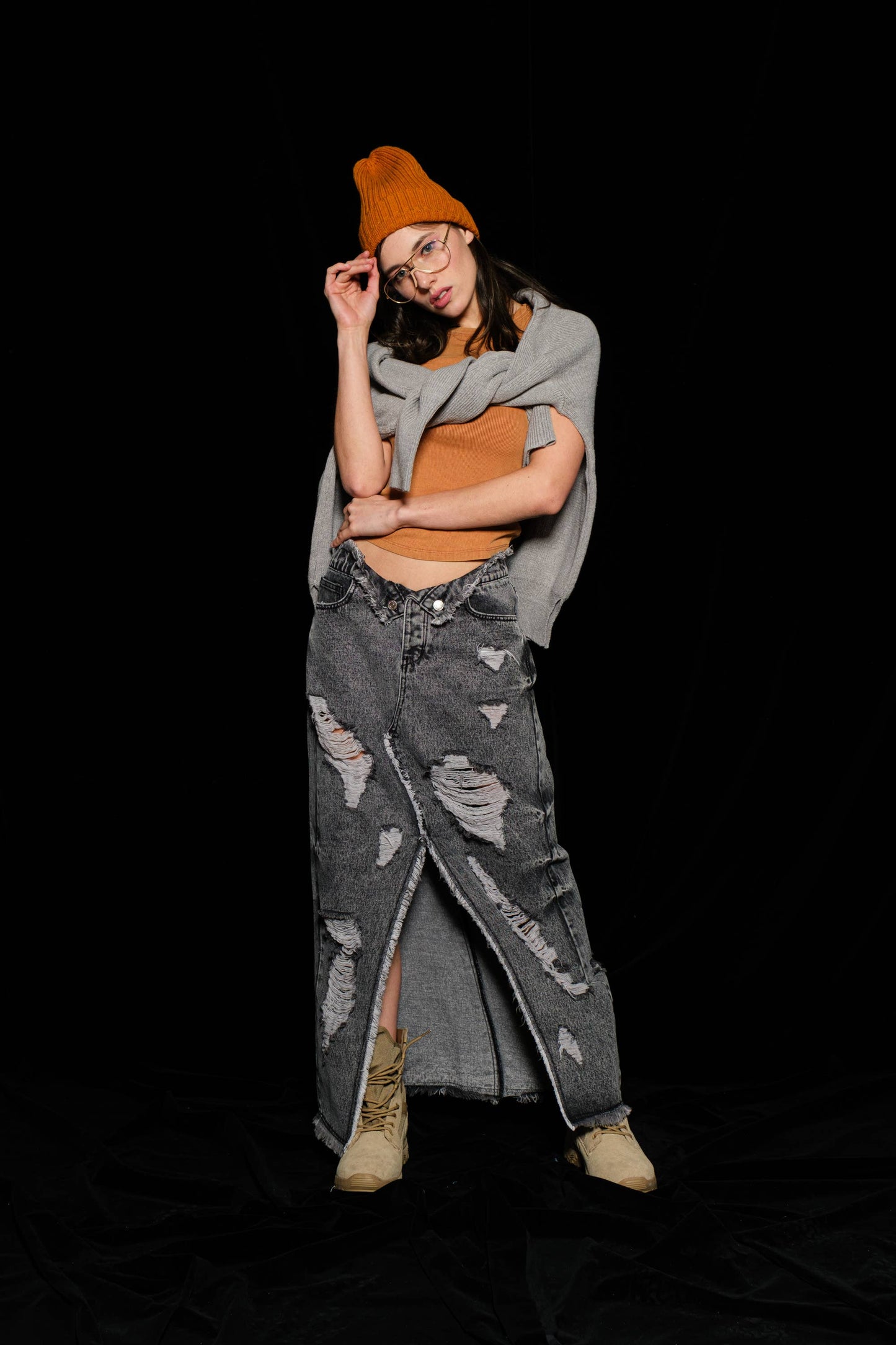 Denim max skirt
