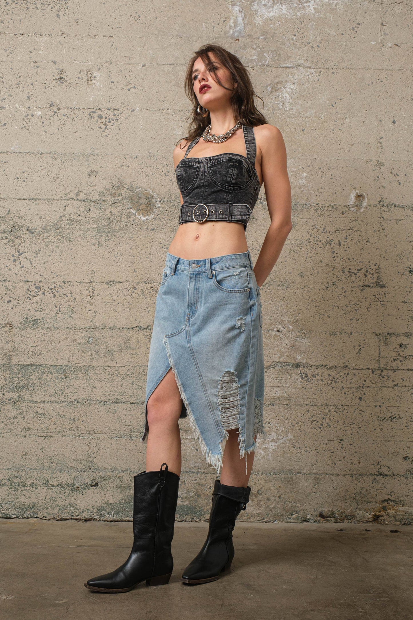 Denim halter top