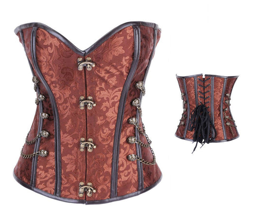 black red steampunk corset