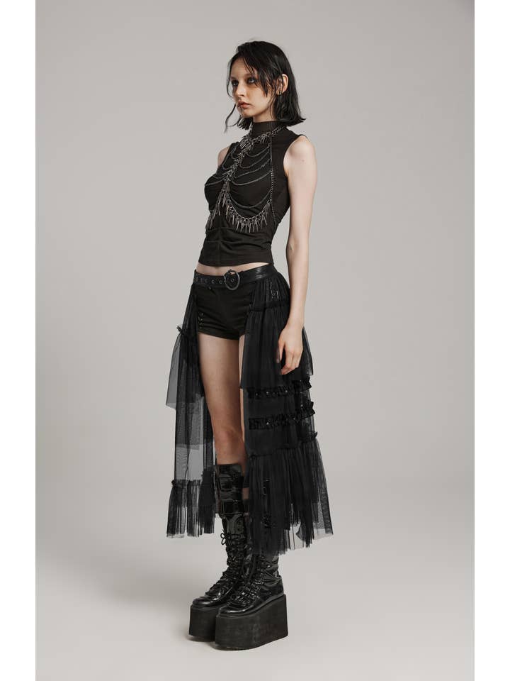 Mesh layered skirt