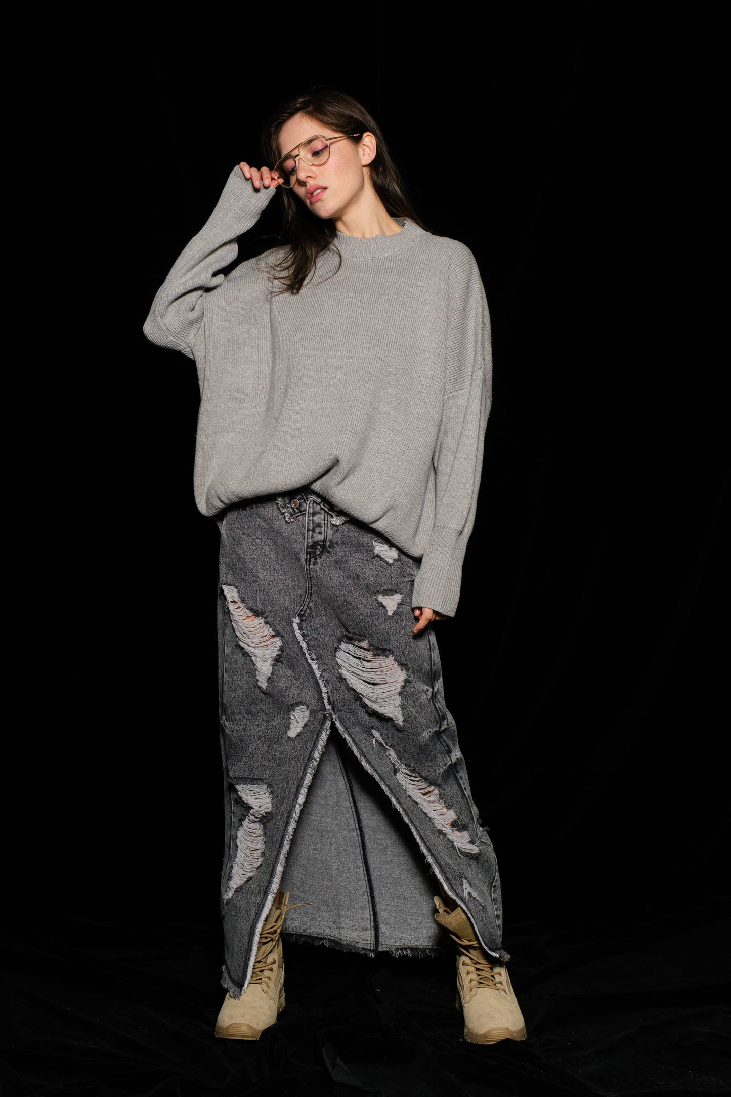 Denim max skirt
