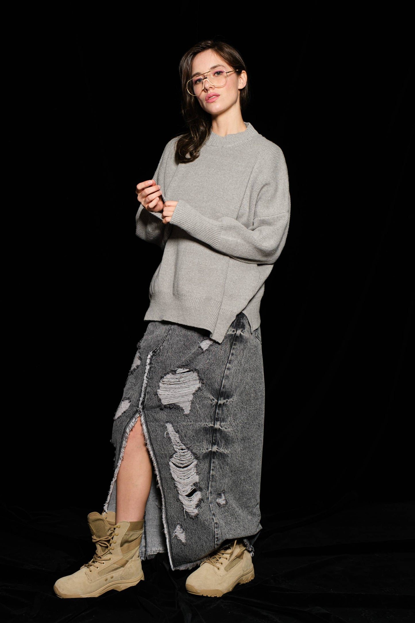 Denim max skirt